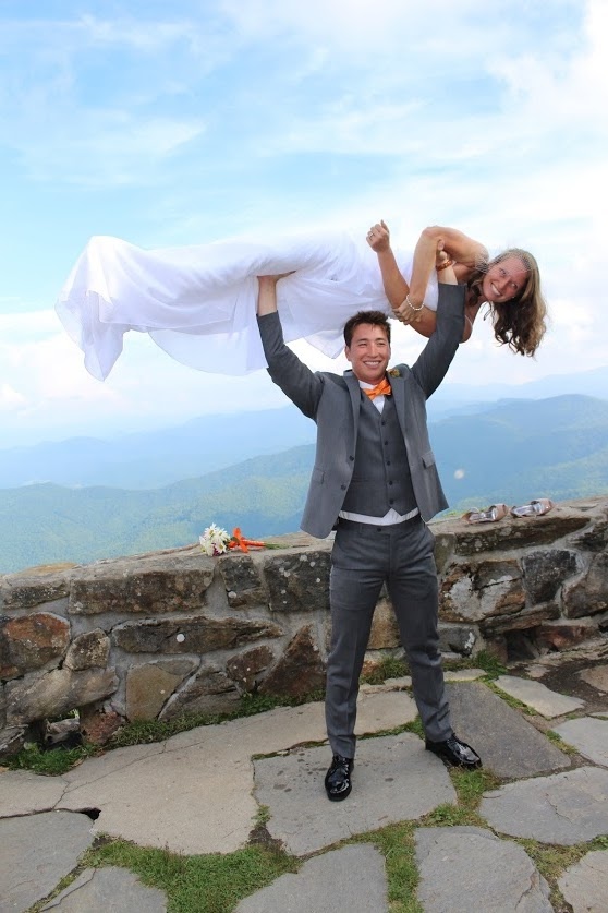 First Nantahala wedding couple at Wayah bald