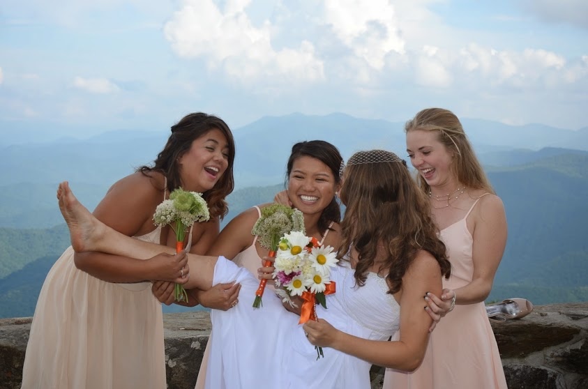 When bridesmaids lift the spirits high!